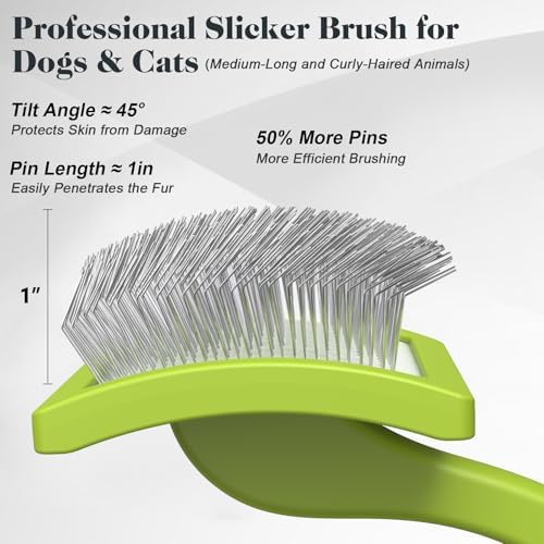 2PCS Slicker Brush for Dogs & Pet Comb, Professional Dog Grooming Brush - Image 3