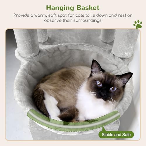Globlazer Heavy Duty Cat Trees for Big Cats Maine Coon, Cloud Grey - Image 4