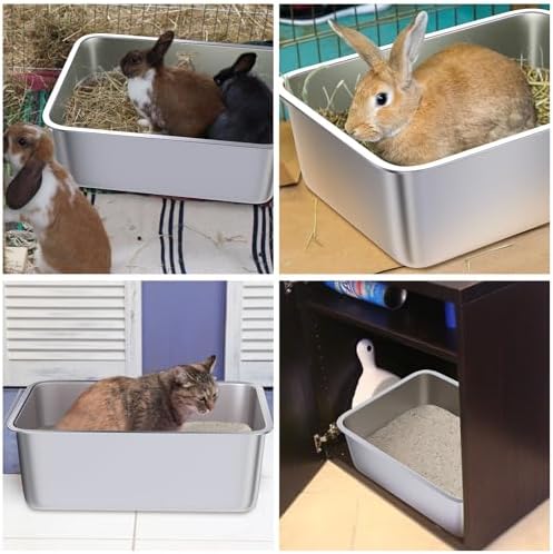 Stainless Steel Litter Box 2 Pack, Metal Cat Litter Box - Image 5