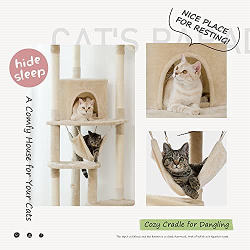 PEQULTI Floor to Ceiling Cat Tree, 92.9-101.6in Adjustable Cat Tower - Image 3