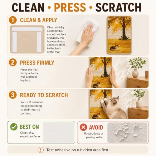 Sisal Cat Scratching Mat, Wall Mounted or Floor Scratch Pad, Non-Slip Backing - Image 5