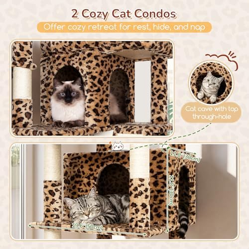 Globlazer 80in Extra Large Leopard Cat Tree Tower, Leopard Print - Image 3