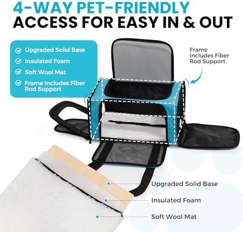 Soft-Sided Cat Carrier 18x11x11 in Expandable Travel Pet Bag 15LBS - Image 3