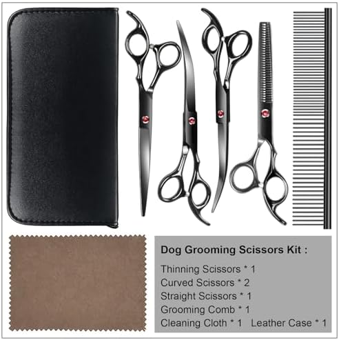 TINMARDA Dog Grooming Kit, Titanium Black Stainless Steel Dog Grooming Scissors - Image 7