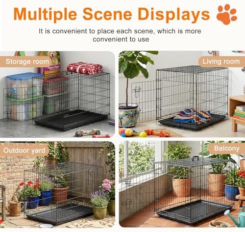 FDW | 36" Foldable Metal Dog Crate | Black | Cage - Image 3