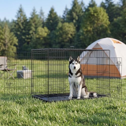 Sweetcrispy 48 Inch Dog Crate, Medium Large Dog Cage, Foldable Pet Kennel - Image 6