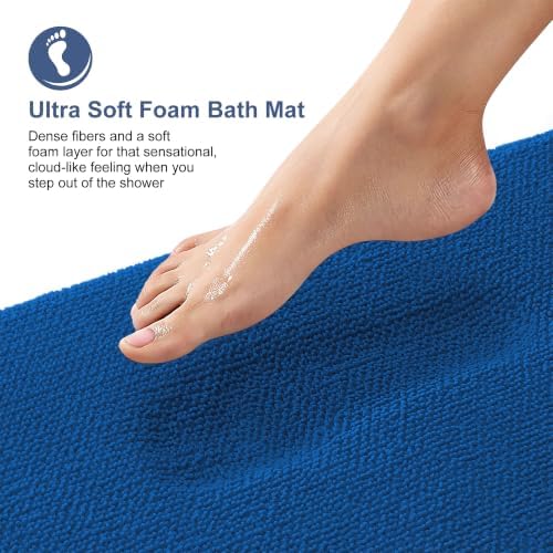 OLANLY Thick Memory Foam Bathroom Rug 30x20, Absorbent Bath Mat, Royal Blue - Image 2