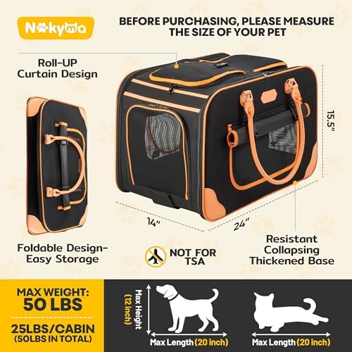 Extra Large Cat Carrier for 2 Cats, 2-in-1 Soft Pet Carrier Bag - Image 5