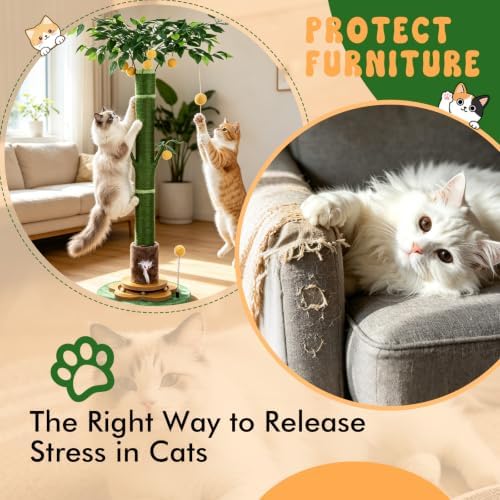 47'' Extra Tall Cat Scratching Post, Cute Cat Scratching Post - Image 6