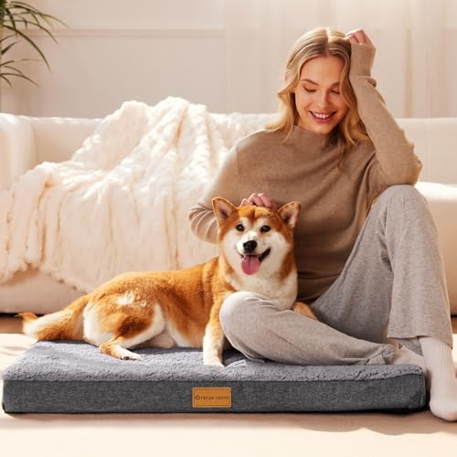 Patas Lague Orthopedic Large Dog Bed Washable Pet Sofa Mat 56''X40'' Grey - Image 2