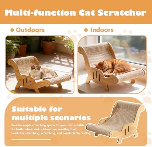 Cat Recliner Scraper Board, Cat Scratching Chair, Wooden Sisal Adjustable Cozy - Image 7