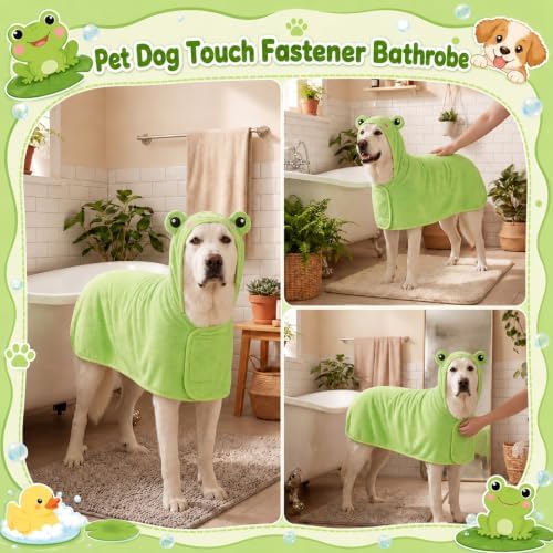 Cuffbow Frog Hooded Dog Bath Towel Robe - Image 4