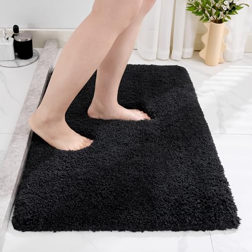 Disolla Black Bathroom Rugs 17x24, Non-Slip Plush Small Bath Mat by Disolla