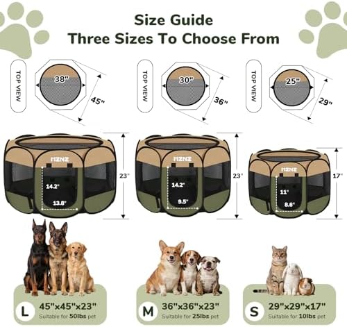 Dog Cat Small Animal Puppy Playpen Crate, Olive Green - Image 2