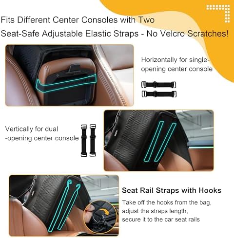 Console Dog Car Seat for Small Dogs Cats Up to 11lbs, Anti-Collapse Pet Armrest - Image 4