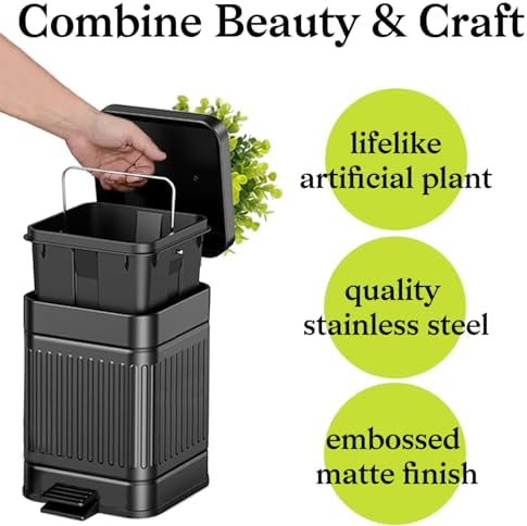 Small Trash Can with Lid, Plant-Styled Outdoor Dog Poop Trash Can Outside - Image 6