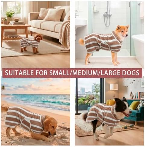 Fast‑Drying Dog Bathrobe, Absorbent Striped Pet Towel - Image 4