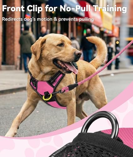 Joytale No Pull Dog Harness for Large Dogs, Front Clip, Hot Pink - Image 2