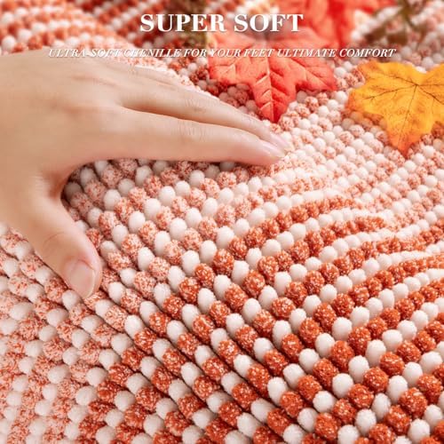 BSICPRO Fall Bathroom Rugs Sets 2 Piece, Non Slip Bath Mats, Sunset Orange - Image 2