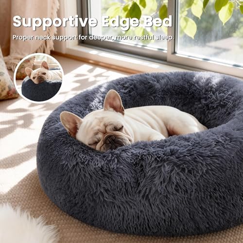 Love's cabin Calming Cat Bed for Indoor Cats, Anti-Anxiety Donut Round Dog Bed - Image 2