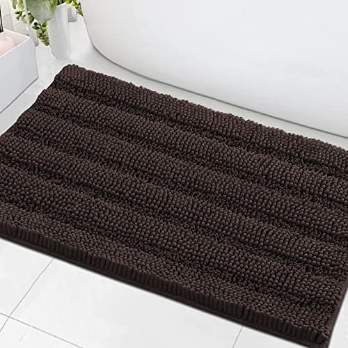 H.VERSAILTEX Bath Mats for Bathroom Non Slip Extra Thick Chenille Striped Bath by HVERSAILTEX