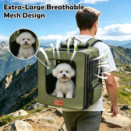 Vivifying Dog Backpack Carrier, 16.5"×15"×10.6" Breathable Pet Backpack - Image 3
