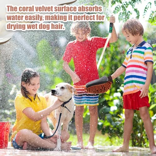 Teenyyou 2 Pcs Dog Towel Chenille Microfiber Pet Grooming Gloves - Image 5