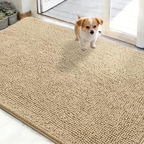 OLANLY Dog Door Mat for Muddy Paws 48x30, Super Absorbent Chenille Mud Mat by OLANLY