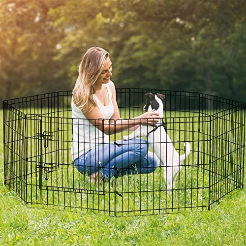 Puppy Pet Playpen 8 Panel 24 Inch Indoor Outdoor Metal Portable Folding Animal - Image 6