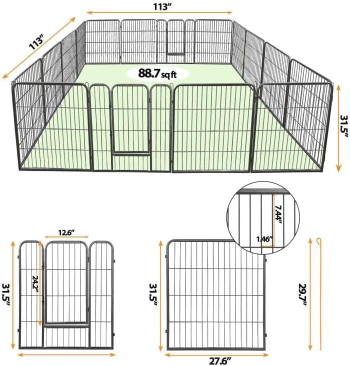 ZENY Dog Playpen Outdoor, Indoor Pet Pen, 16 Panels Dog Fence - Image 7