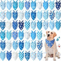 Preboun 50 Pcs Winter Dog Bandanas Bulk, Blue and White Snowman Snowflakes by Preboun