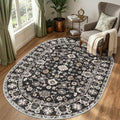 Washable Oval 5x6 Area Rug Soft Floral Carpet by NYZEL