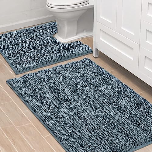 H.VERSAILTEX Bathroom Rugs Bath Rug Set 2 Piece Bathroom Contour Rug Toilet Mat by HVERSAILTEX