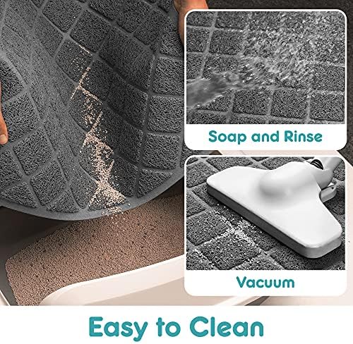 Conlun PVC Cat Litter Mat 24x15 Inch Grey, Less Waste Cat Litter Box Mat - Image 5