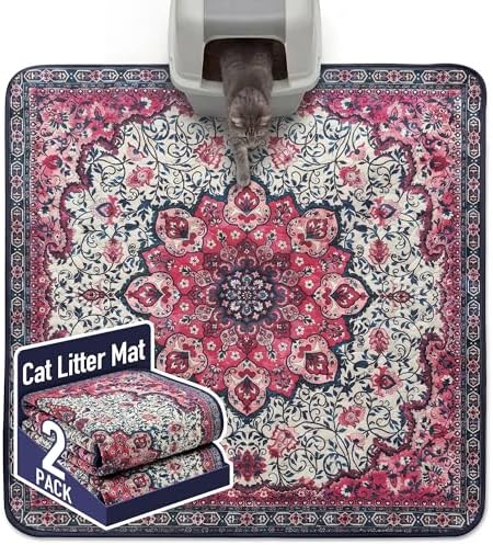 Hompet Cat Litter Mat 2 Pack, 54x54 Large Machine Washable Trapping Mats by Hompet