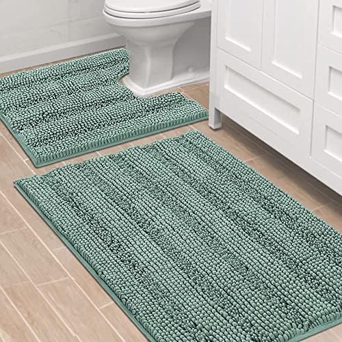 H.VERSAILTEX Bathroom Rugs Bath Rug Set 2 Piece Bathroom Contour Rug Toilet Mat by HVERSAILTEX