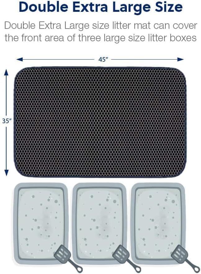 WePet Cat Litter Mat, Kitty Litter Trapping Mat, Honeycomb Double Layer Mats - Image 2