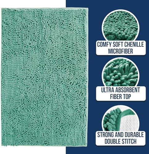 Muddy Mat Chenille Bathroom Rugs Quick Dry Microfiber Mats Non Slip Washable - Image 2