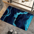 Bath Mat Rug, Deep Blue Gold Marble Non Slip Quick Dry Super Absorbent Thin by ZHUZHISHAN