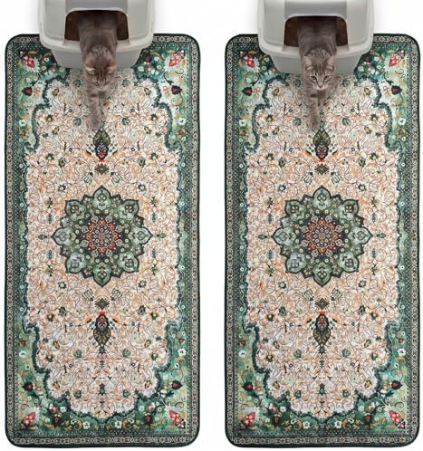 Hompet Cat Litter Mat 2 Pack, 28.5x60 Large Machine Washable Trapping Mats by Hompet