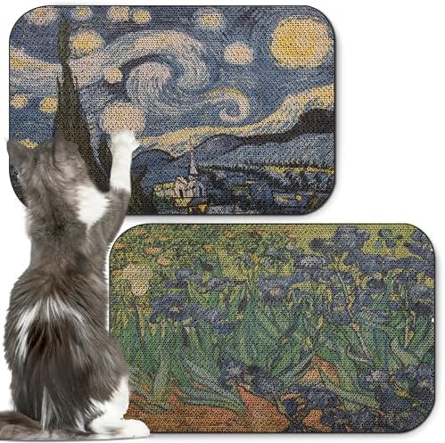 2 Pack Cat Wall Scratcher, Art Cat Scratching Board by LESISSMER
