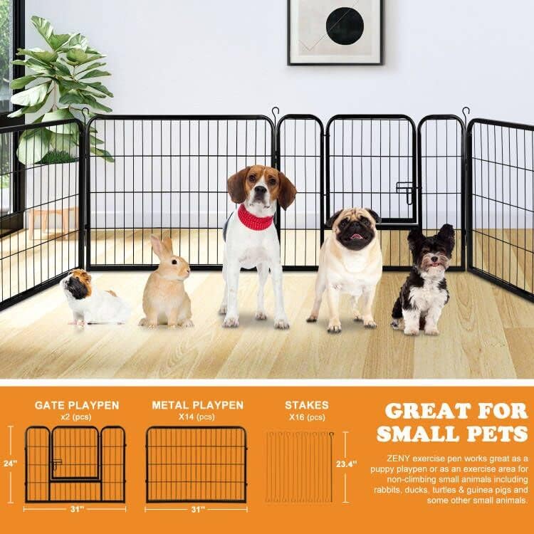 ZENY Dog Playpen 24 Inch 16 Panels, Heavy Duty Pet Dog Pen Indoor, Metal Dog - Image 4