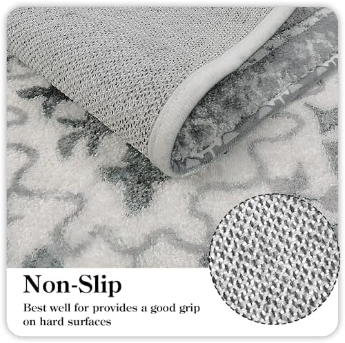 Uphome Boho Vintage Bathroom Rugs Gray Non-Slip Soft Bath Mat Machine Washable - Image 3