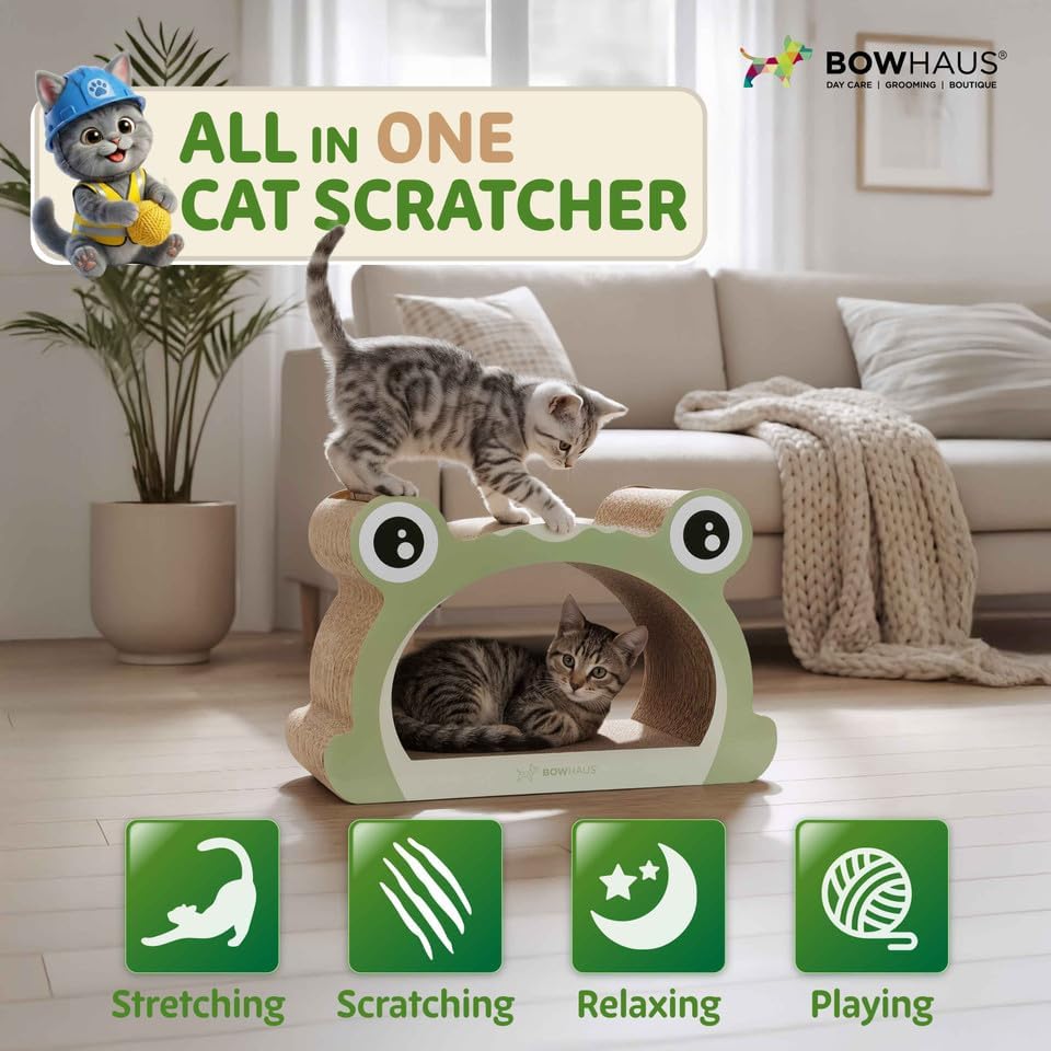 BOWHAUS Frog Style Kitten Scratching Board, Cat Scratcher Lounger - Image 4