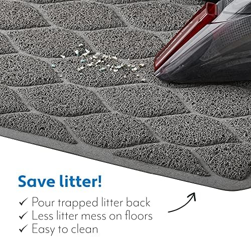 MIGHTY MONKEY Waterproof Cat Litter Box Mat, BPA Free, 35x23 Slate Gray - Image 5