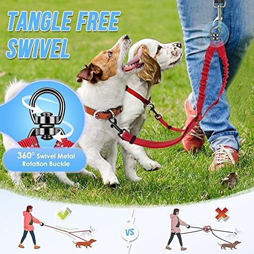 AUTOWT Double Dog Leash, No Tangle 360° Swivel Rotation Reflective Lead - Image 6