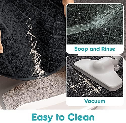 Conlun PVC Cat Litter Mat 24" x 15" Inch Black, Less Waste Cat Litter Box Mat - Image 5