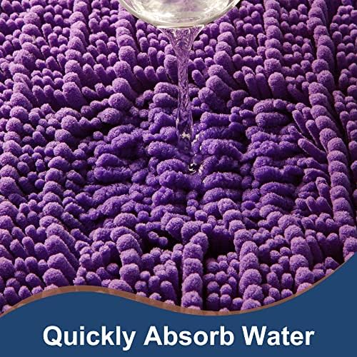 Luxury Chenille Lavender Bathroom Rugs Sets 2 Piece, Thickened Hot Melt Rubber - Image 4