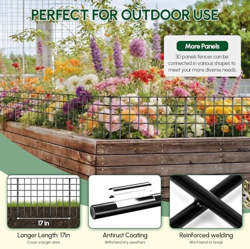 42.5ft x 13in Garden Fence Animal Barrier, 30 Panels No Dig Fence Panels - Image 5