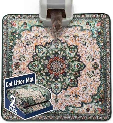 Hompet Cat Litter Mat 2 Pack, 54x54 Large Machine Washable Trapping Mats by Hompet
